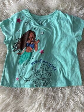 Disney Mint Mermaid Graphic Tee with Navy and Pink Accents